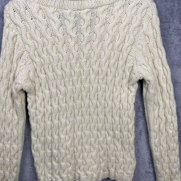 Paul James Women's M Wool Cable Knit Fisherman Sweater Preppy Academia British - Picture 5 of 7